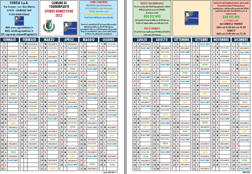 Calendario Cogesa 2022